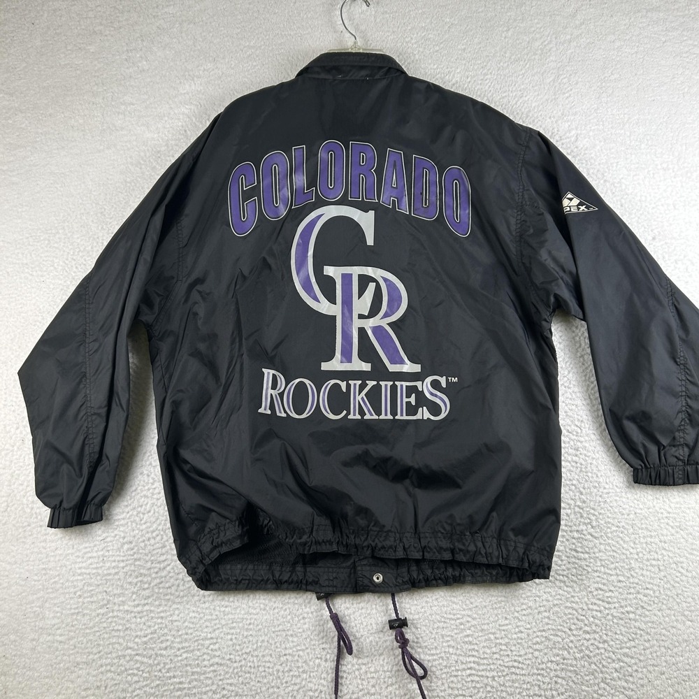 Vintage Colorado Rockies Jacket Mens Large Black MLB Baseball Apex One 90s Retro - Picture 12 of 16